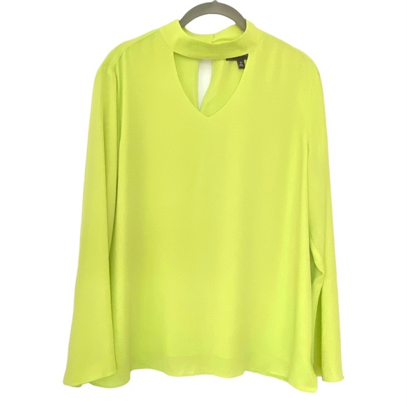 The Limited Tops - The Limited Blouse Choker Pullover Full Sleeve Chartreuse Green M